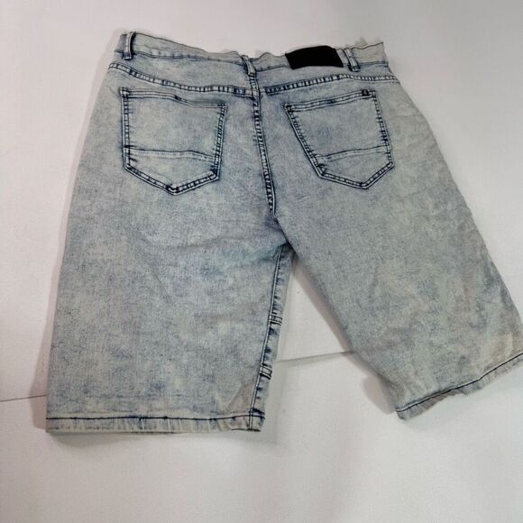 Rocawear Jean Shorts Mens W38 Blue Acid Light Wash Orignal Denim 90s Y2K Hip Hop - Picture 7 of 8